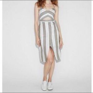 Express cutout green striped midi dress